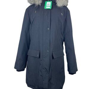 Andrew Marc Women's Black Coat With Faux Fur Hoodie Size XL - New